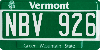 VT license plate NBV926