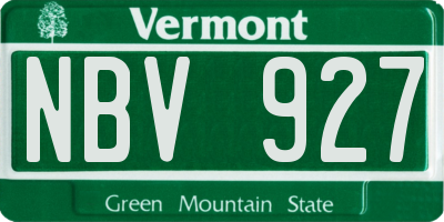 VT license plate NBV927