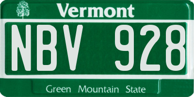 VT license plate NBV928