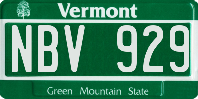 VT license plate NBV929