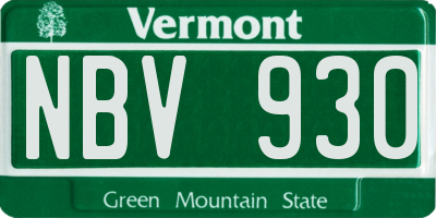VT license plate NBV930