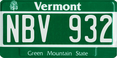 VT license plate NBV932