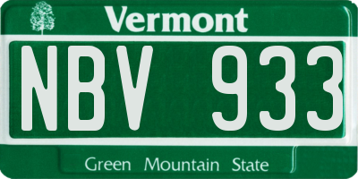 VT license plate NBV933