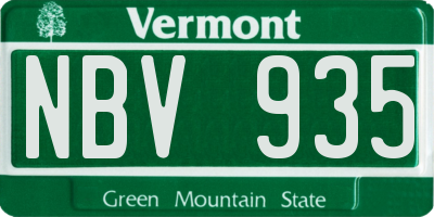 VT license plate NBV935