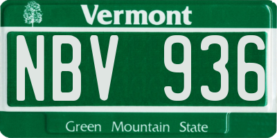 VT license plate NBV936