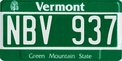 VT license plate NBV937