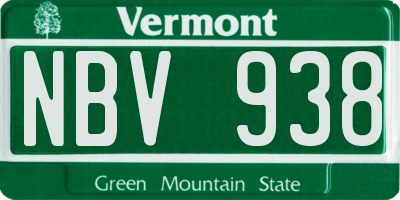 VT license plate NBV938