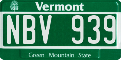 VT license plate NBV939