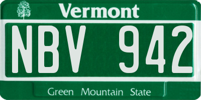 VT license plate NBV942