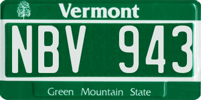 VT license plate NBV943