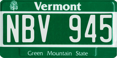 VT license plate NBV945