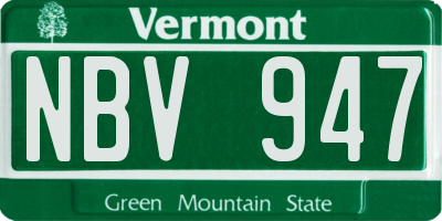 VT license plate NBV947