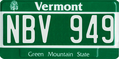 VT license plate NBV949