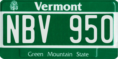 VT license plate NBV950