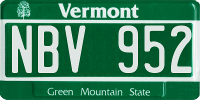 VT license plate NBV952