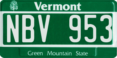 VT license plate NBV953