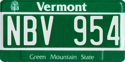VT license plate NBV954