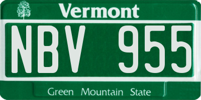VT license plate NBV955