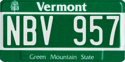 VT license plate NBV957
