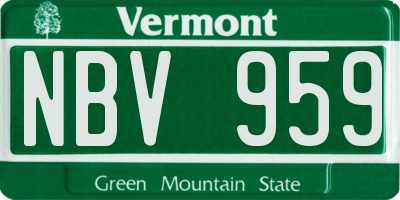 VT license plate NBV959