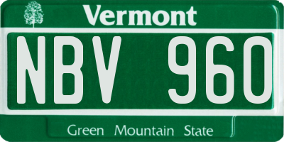VT license plate NBV960