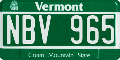 VT license plate NBV965