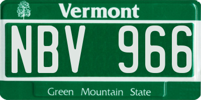 VT license plate NBV966