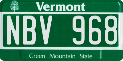 VT license plate NBV968
