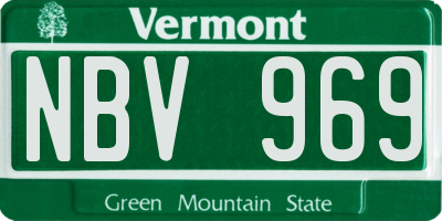 VT license plate NBV969