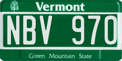 VT license plate NBV970