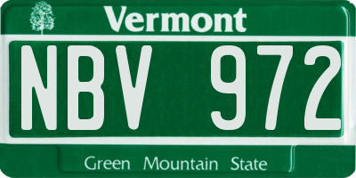 VT license plate NBV972