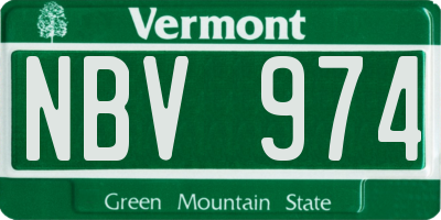VT license plate NBV974