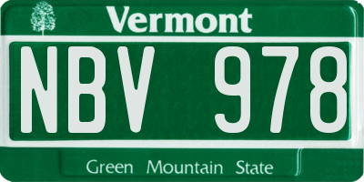 VT license plate NBV978