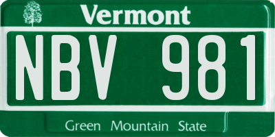 VT license plate NBV981