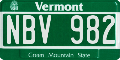 VT license plate NBV982