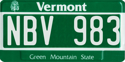 VT license plate NBV983