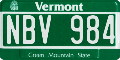 VT license plate NBV984