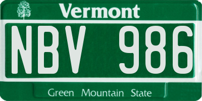 VT license plate NBV986