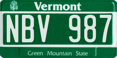 VT license plate NBV987