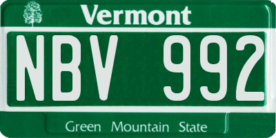 VT license plate NBV992
