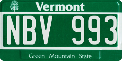 VT license plate NBV993