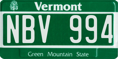 VT license plate NBV994