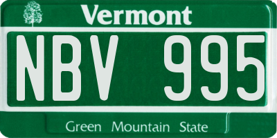 VT license plate NBV995