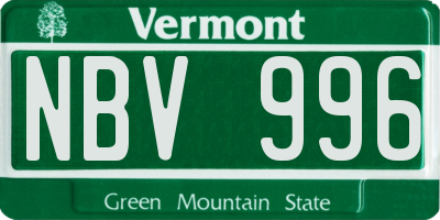 VT license plate NBV996