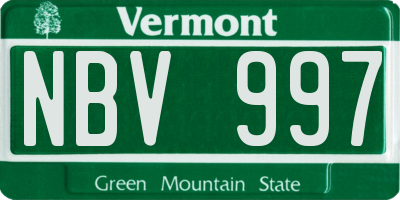 VT license plate NBV997
