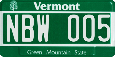 VT license plate NBW005