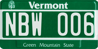 VT license plate NBW006