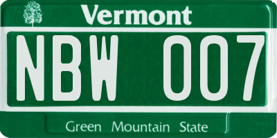 VT license plate NBW007
