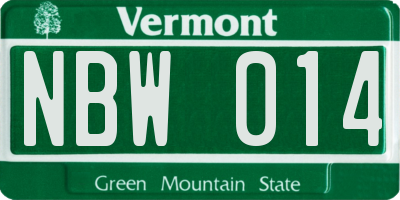 VT license plate NBW014