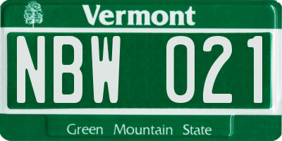 VT license plate NBW021